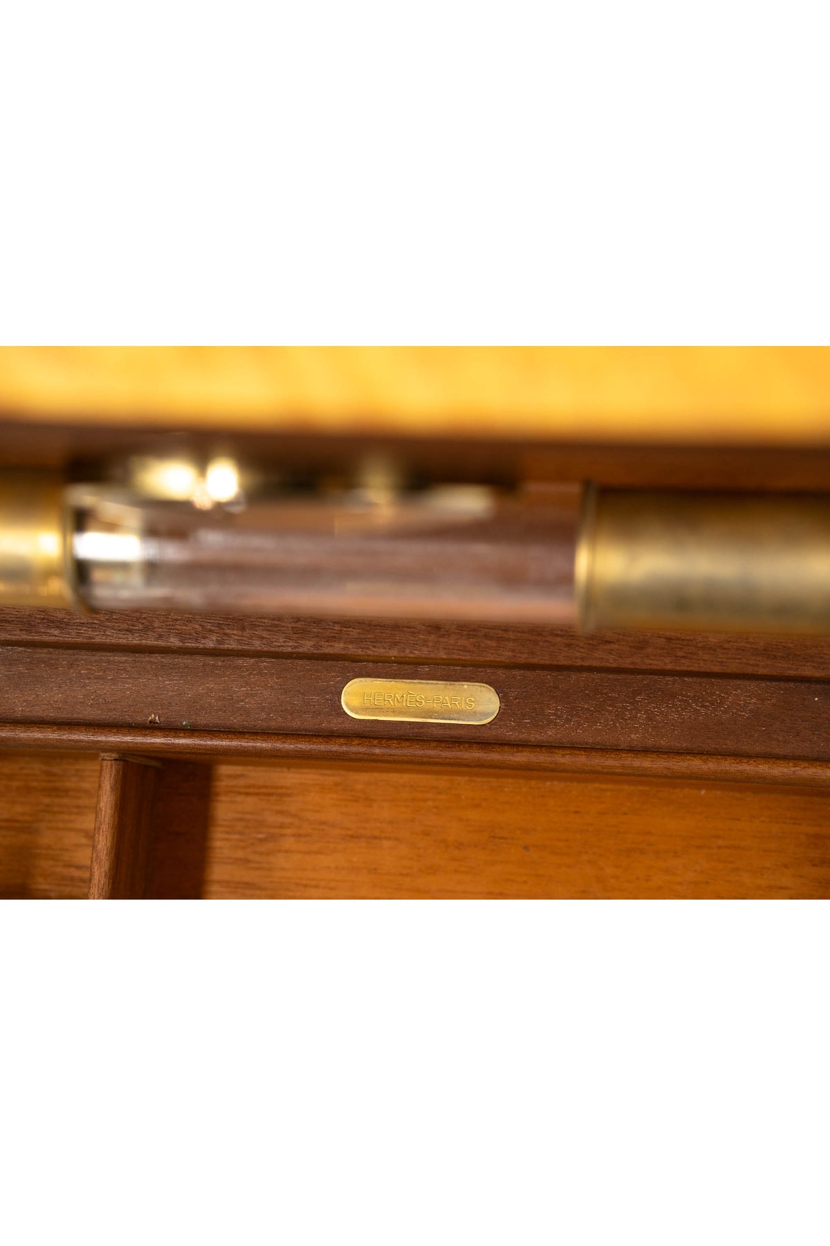 Hermes Vintage Custom Pear Wood Humidor Box With Hydrometer