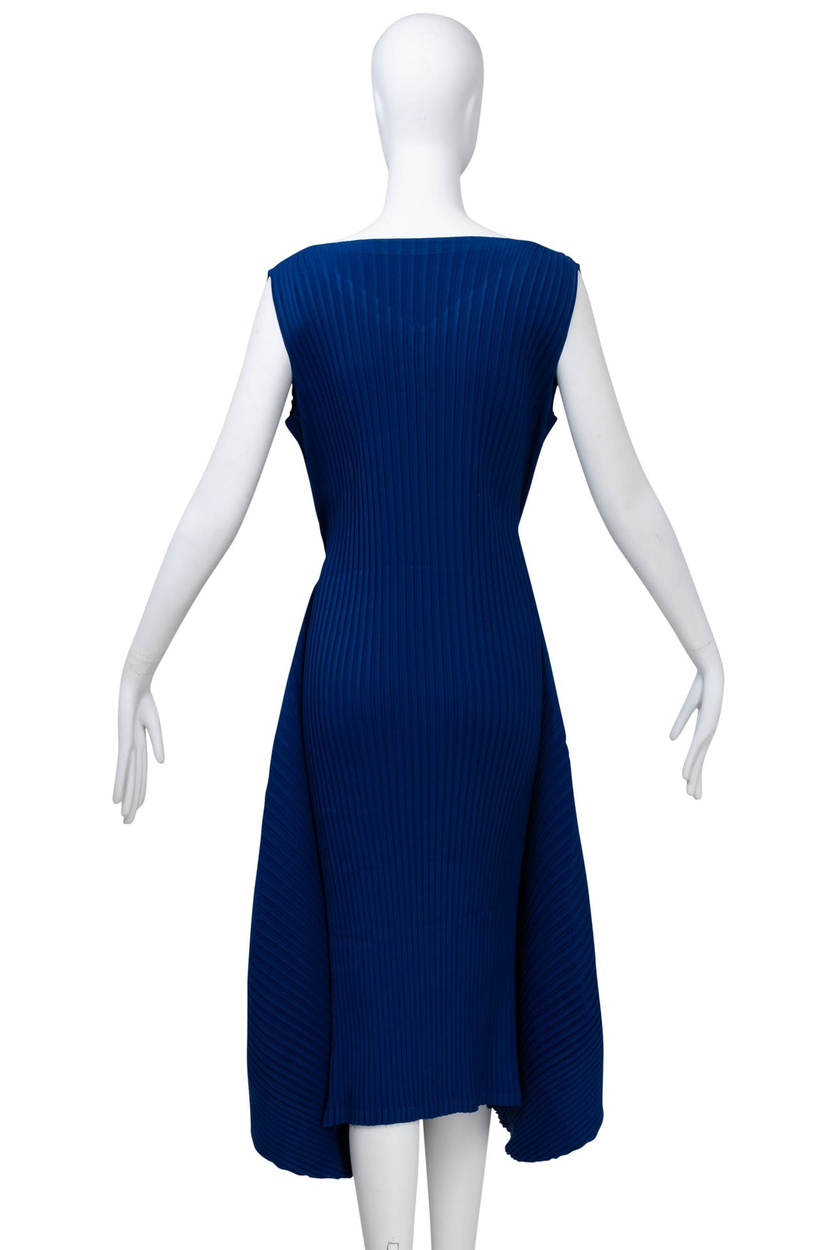Issey Miyake Blue Sleeveless Fold Button Pleat Dress Size 2