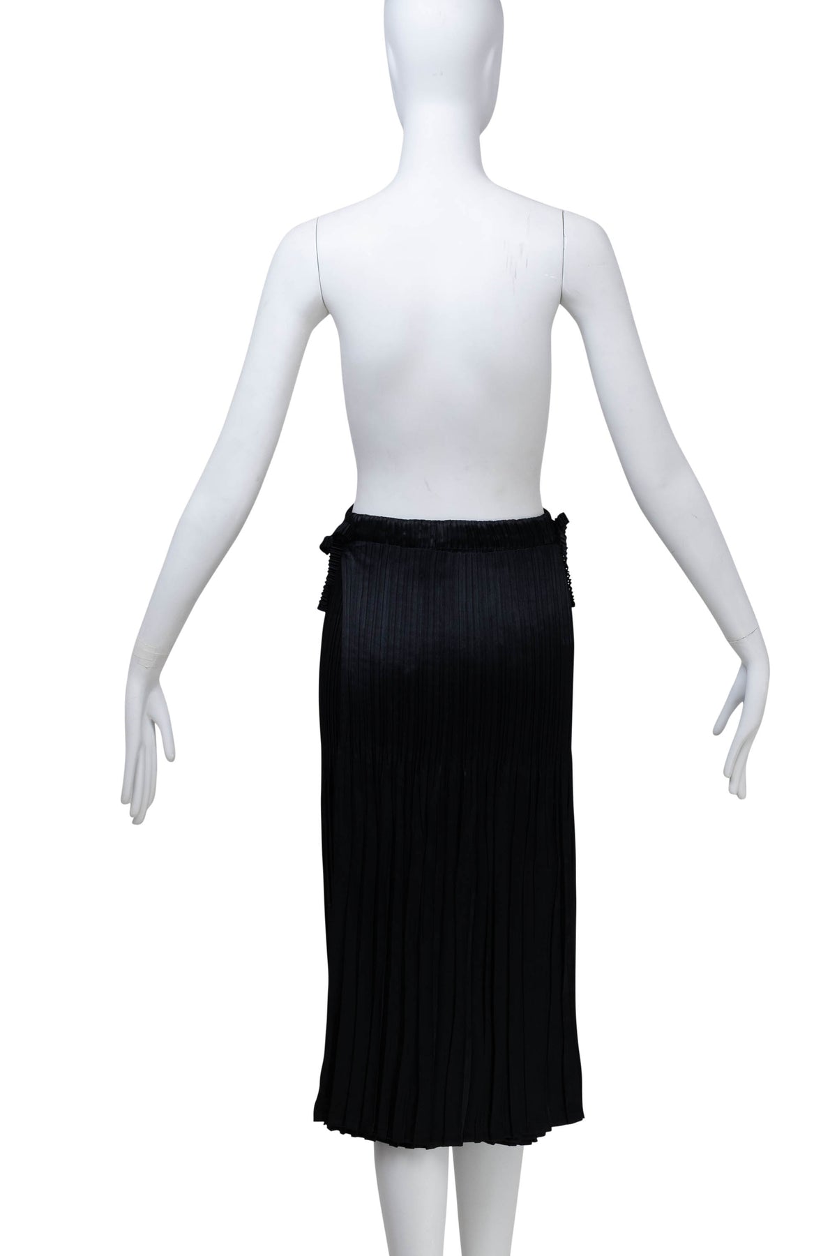Issey Miyake Size 2 Black Hatching Pleats Knee Length Skirt 2024