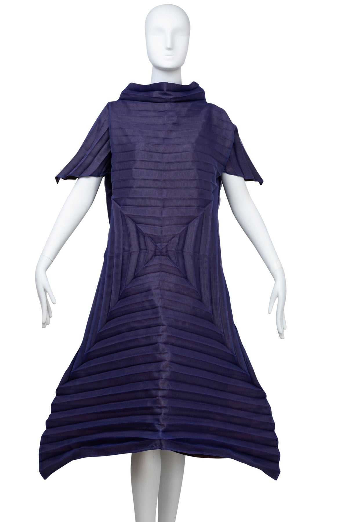 Issey Miyake Main Line Size 3 Purple/Brown Pleated Concentric Square Dress Y2K