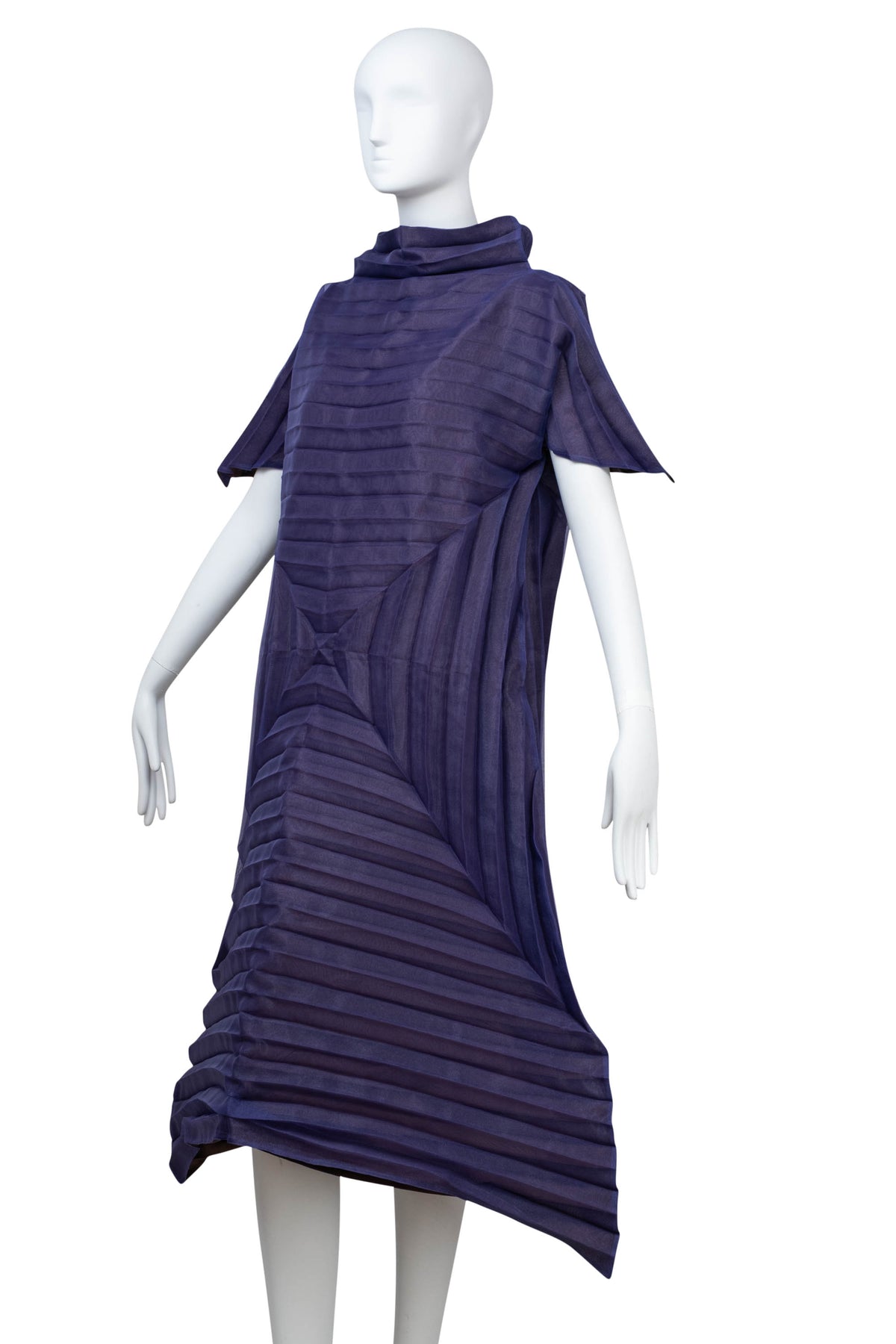 Issey Miyake Main Line Size 3 Purple/Brown Pleated Concentric Square Dress Y2K