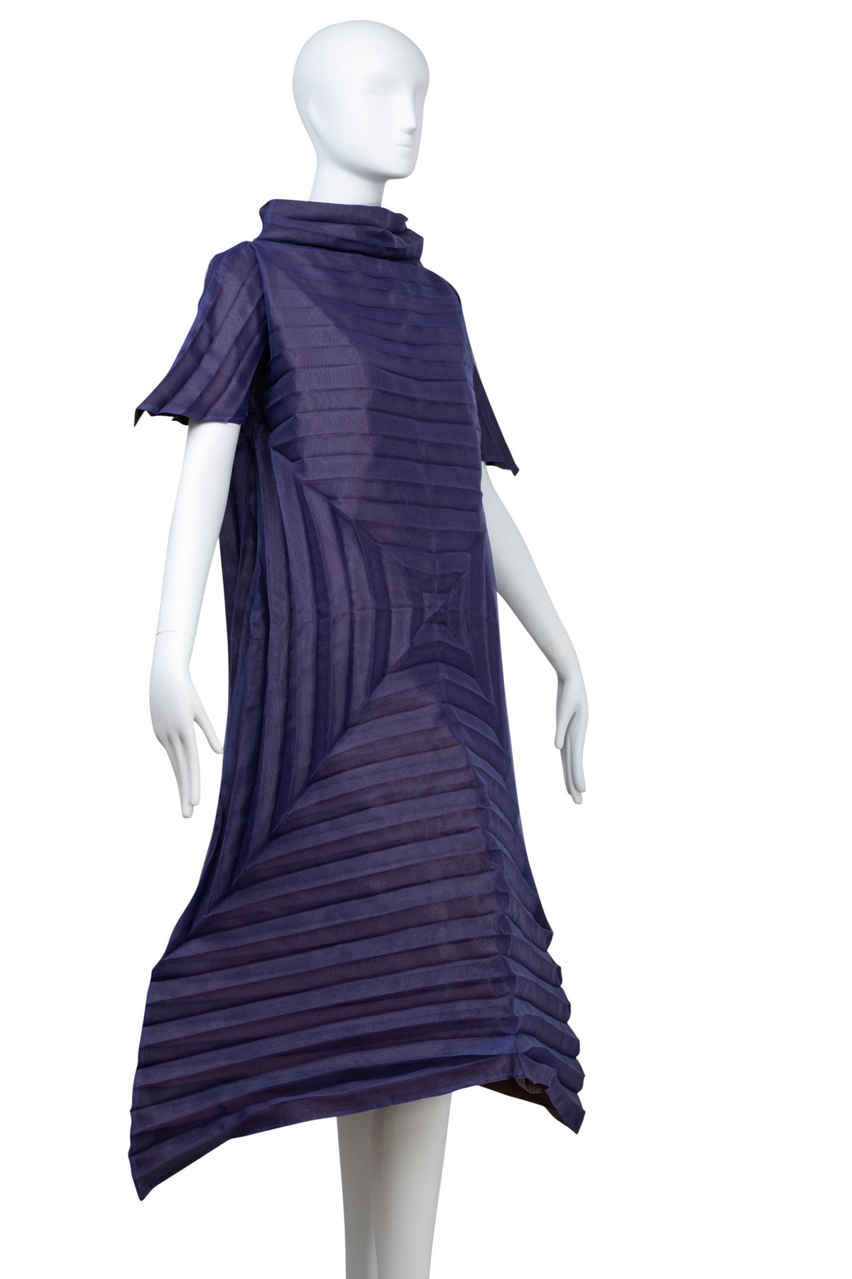 Issey Miyake Main Line Size 3 Purple/Brown Pleated Concentric Square Dress Y2K