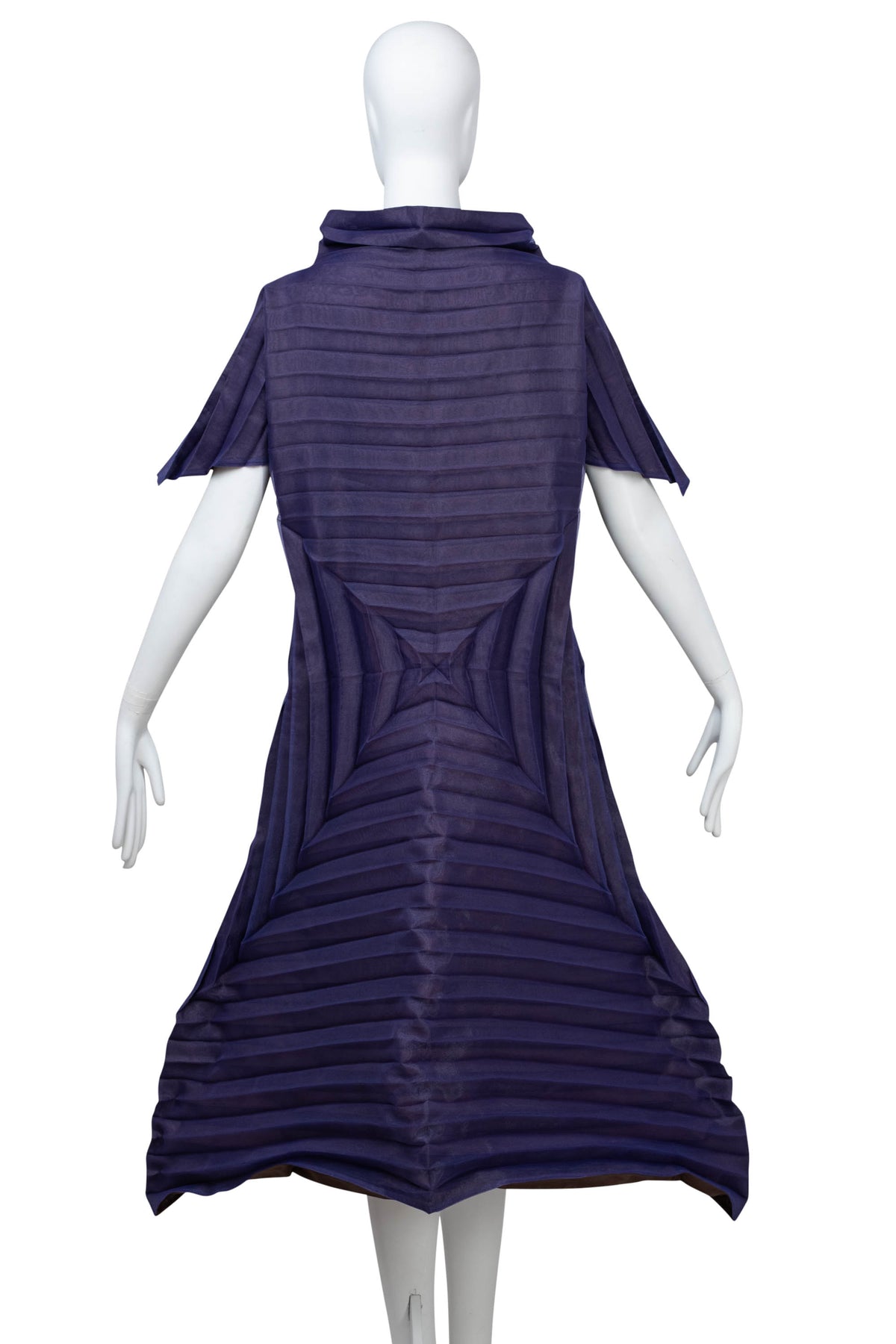 Issey Miyake Main Line Size 3 Purple/Brown Pleated Concentric Square Dress Y2K