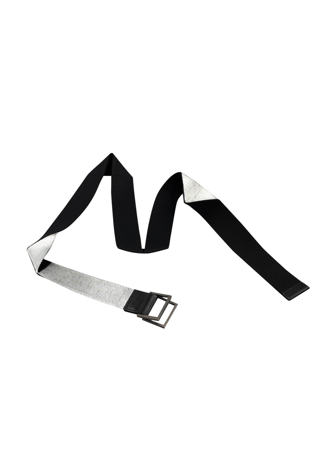 Issey Miyake Silver Black Leather Trim Origami Belt