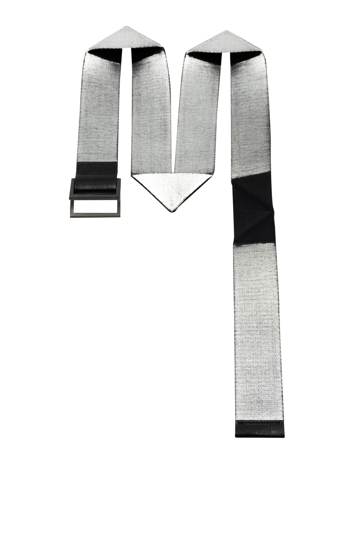 Issey Miyake Silver Black Leather Trim Origami Belt