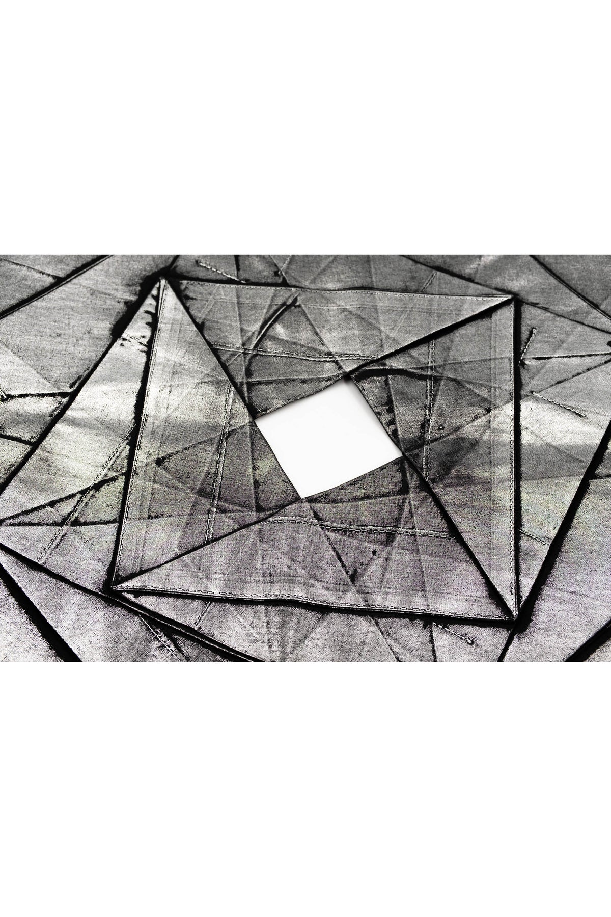 Issey Miyake Black and Silver Origami One Shoulder Top