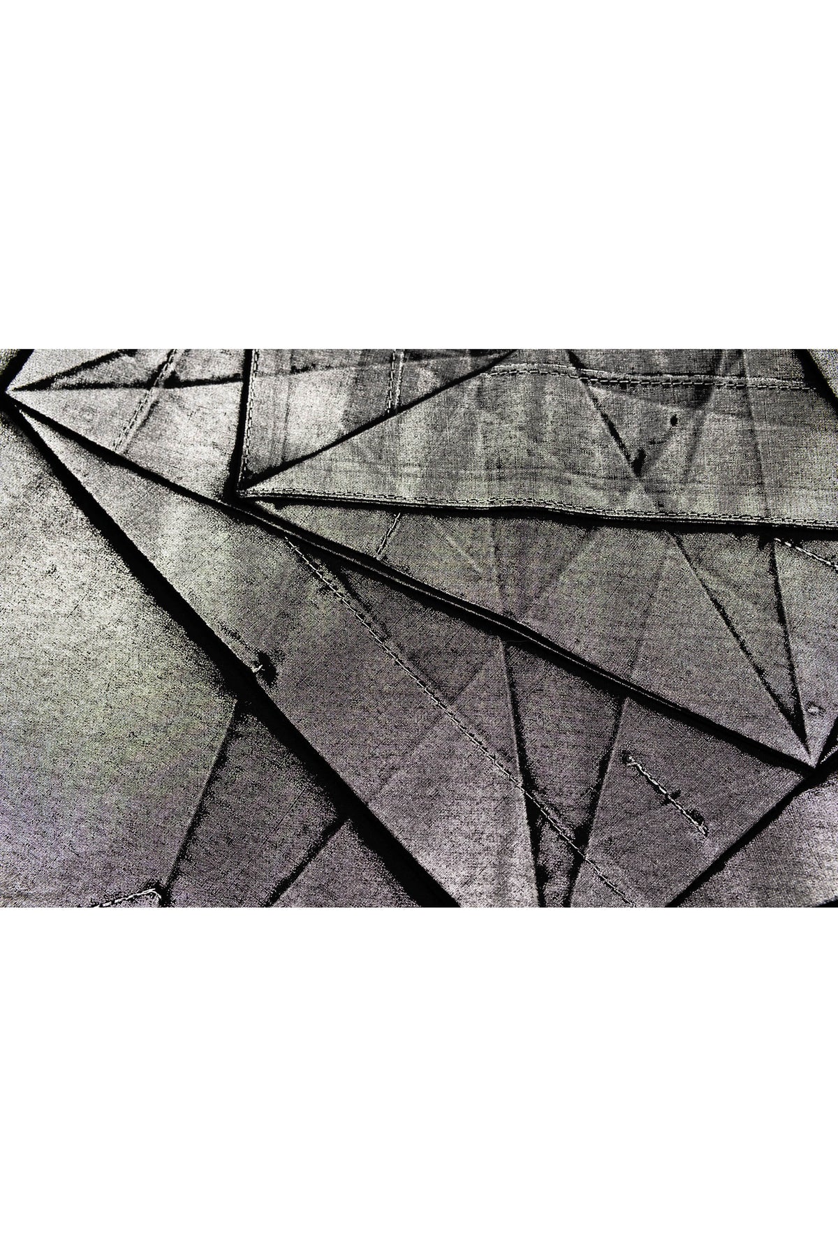 Issey Miyake Black and Silver Origami One Shoulder Top