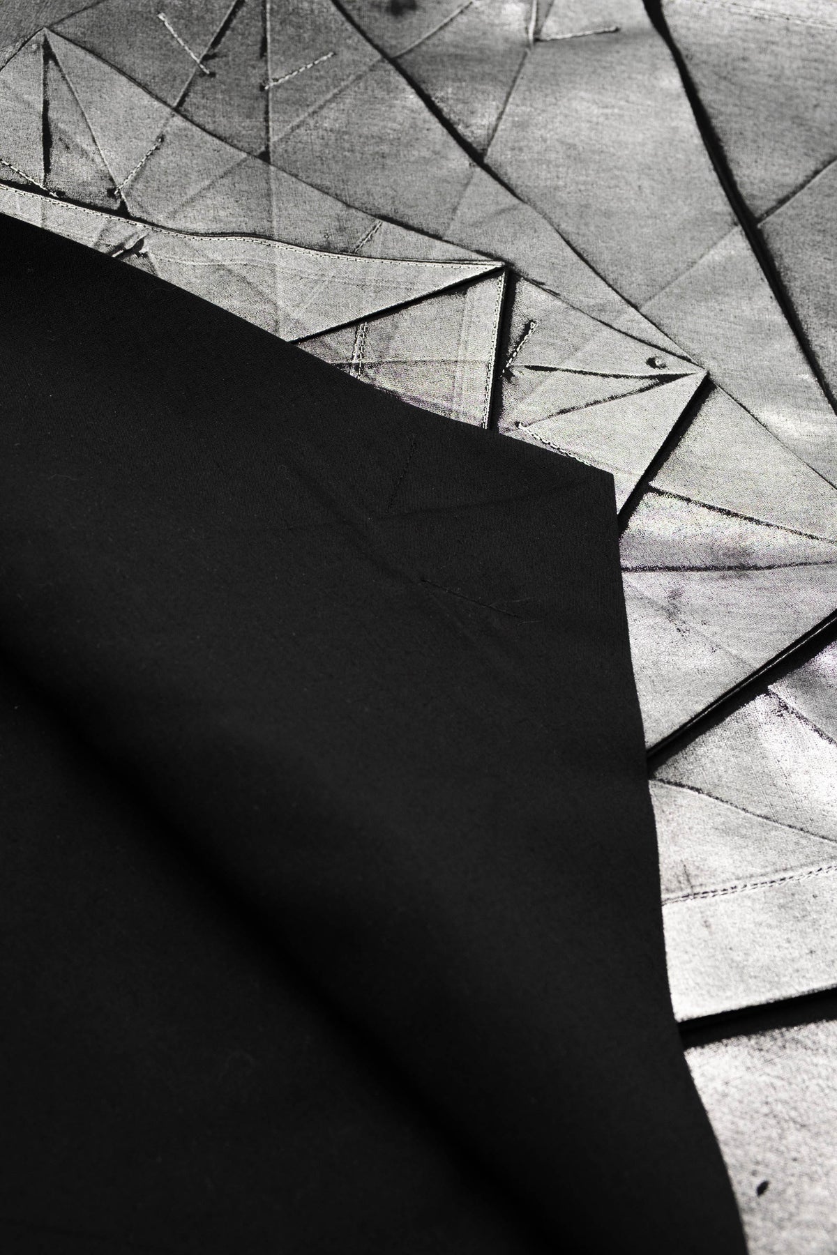 Issey Miyake Black and Silver Origami One Shoulder Top