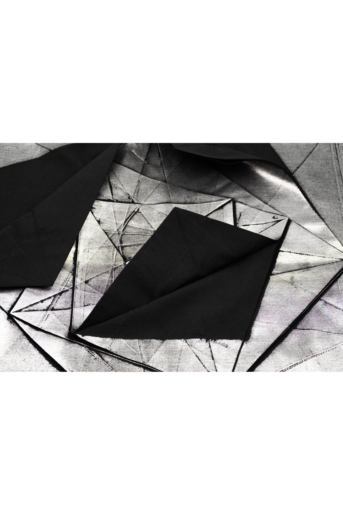 Issey Miyake Black and Silver Origami One Shoulder Top