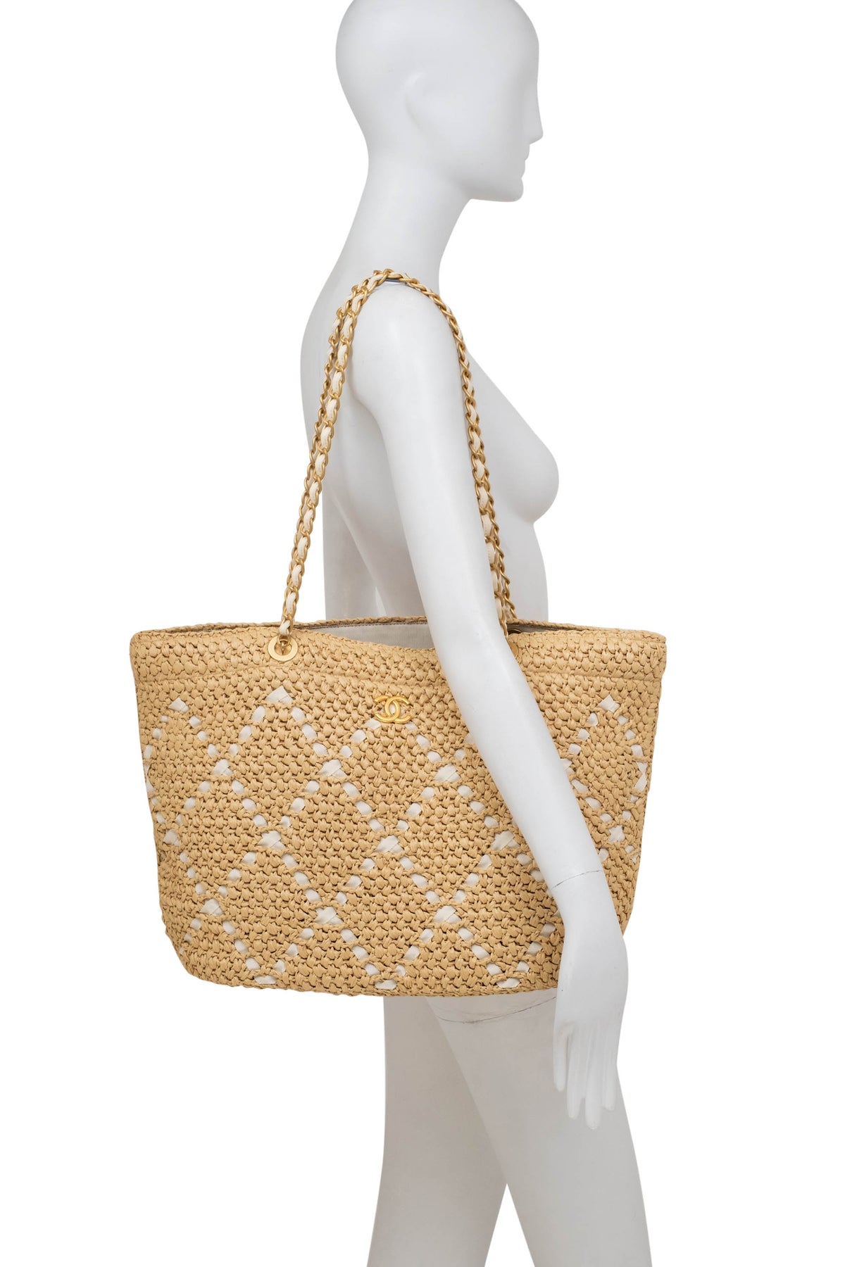 Chanel Raffia Diamond Quilt Shopping Tote Cruise 25/26