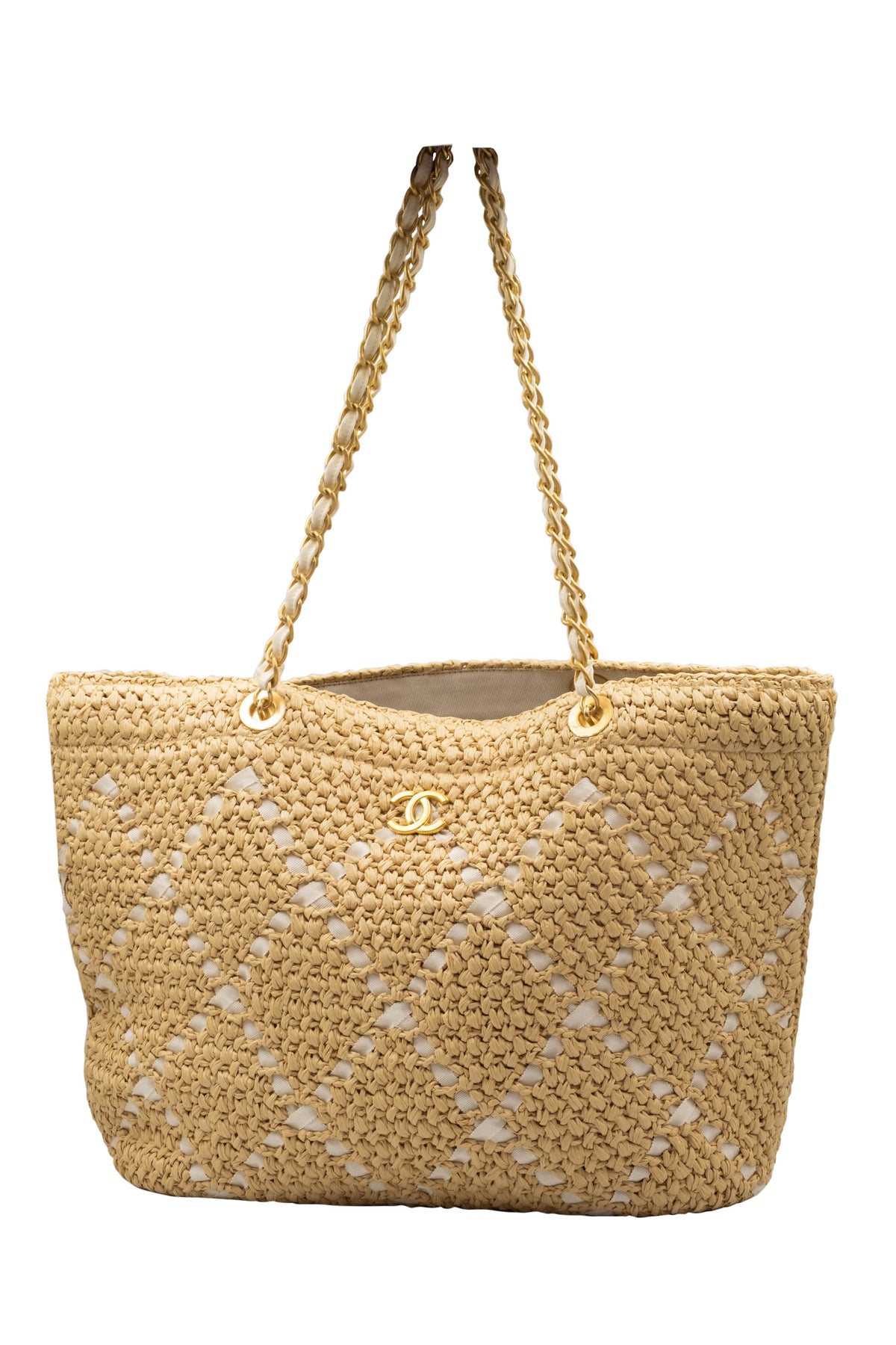Chanel Raffia Diamond Quilt Shopping Tote Cruise 25/26