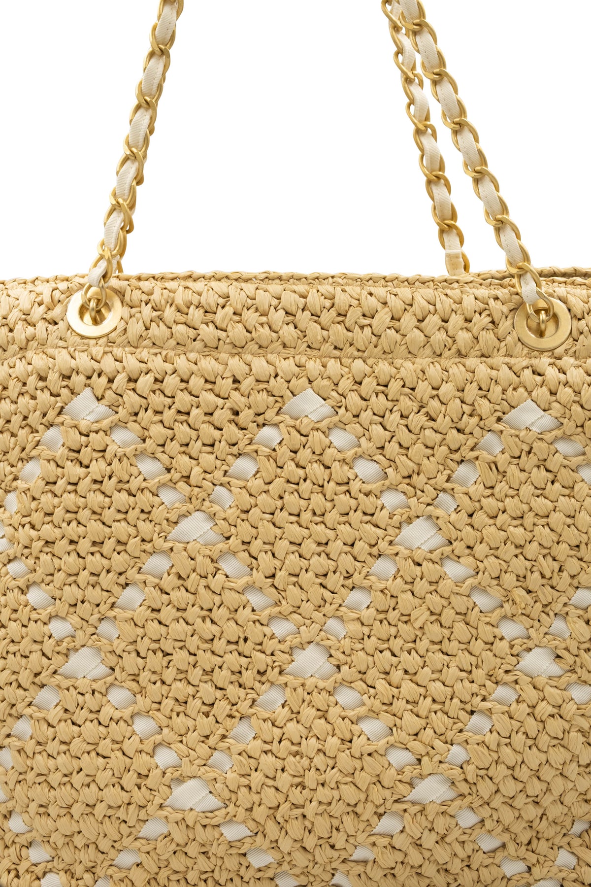 Chanel Raffia Diamond Quilt Shopping Tote Cruise 25/26
