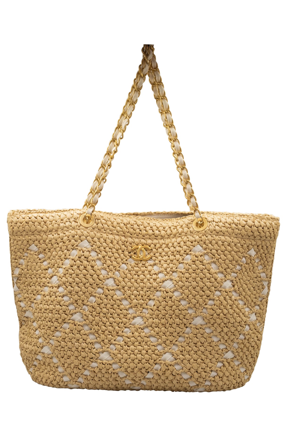 Chanel Raffia Diamond Quilt Shopping Tote Cruise 25/26