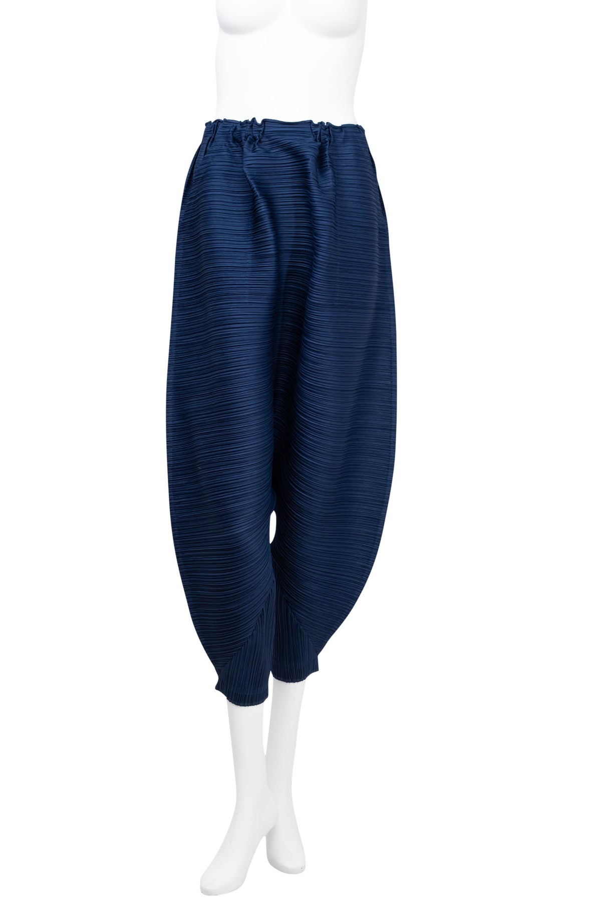 Issey Miyake Blue Pleats Please Cropped Drop Waist Pants Size 3