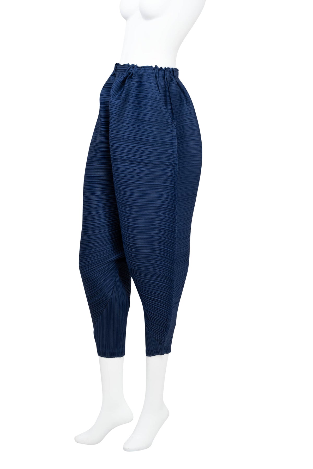 Issey Miyake Blue Pleats Please Cropped Drop Waist Pants Size 3