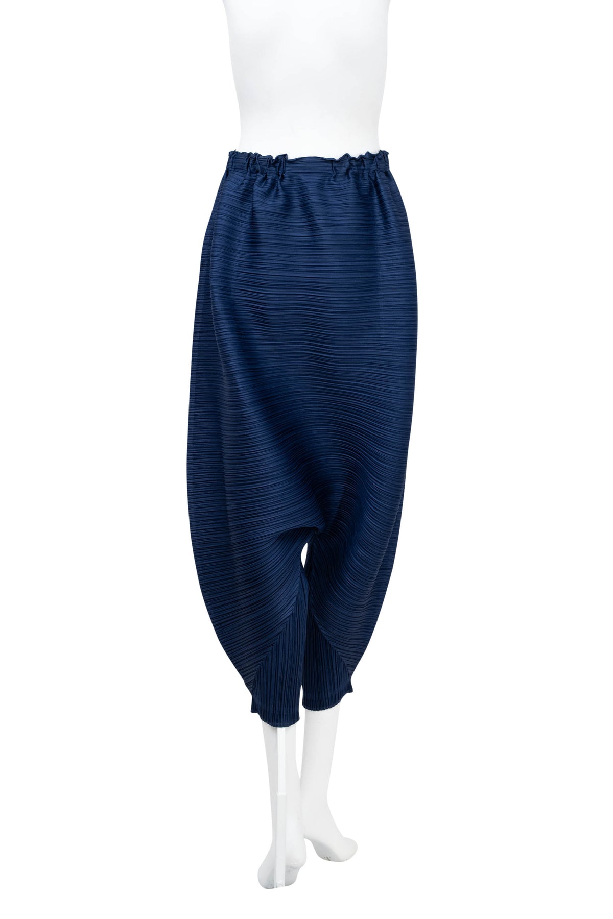 Issey Miyake Blue Pleats Please Cropped Drop Waist Pants Size 3