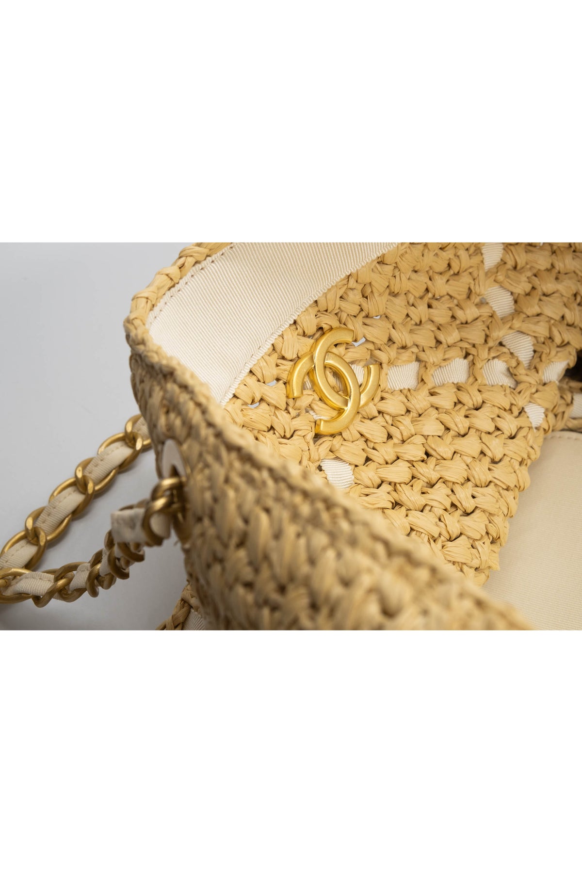 Chanel Raffia Diamond Quilt Shopping Tote Cruise 25/26