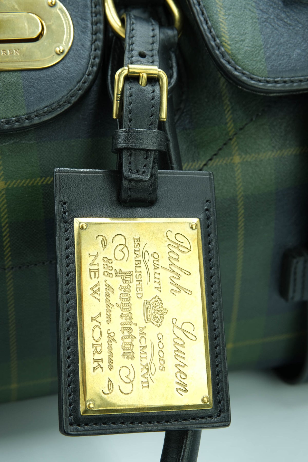 Ralph Lauren Green and Blue Paid Ricky Bag
