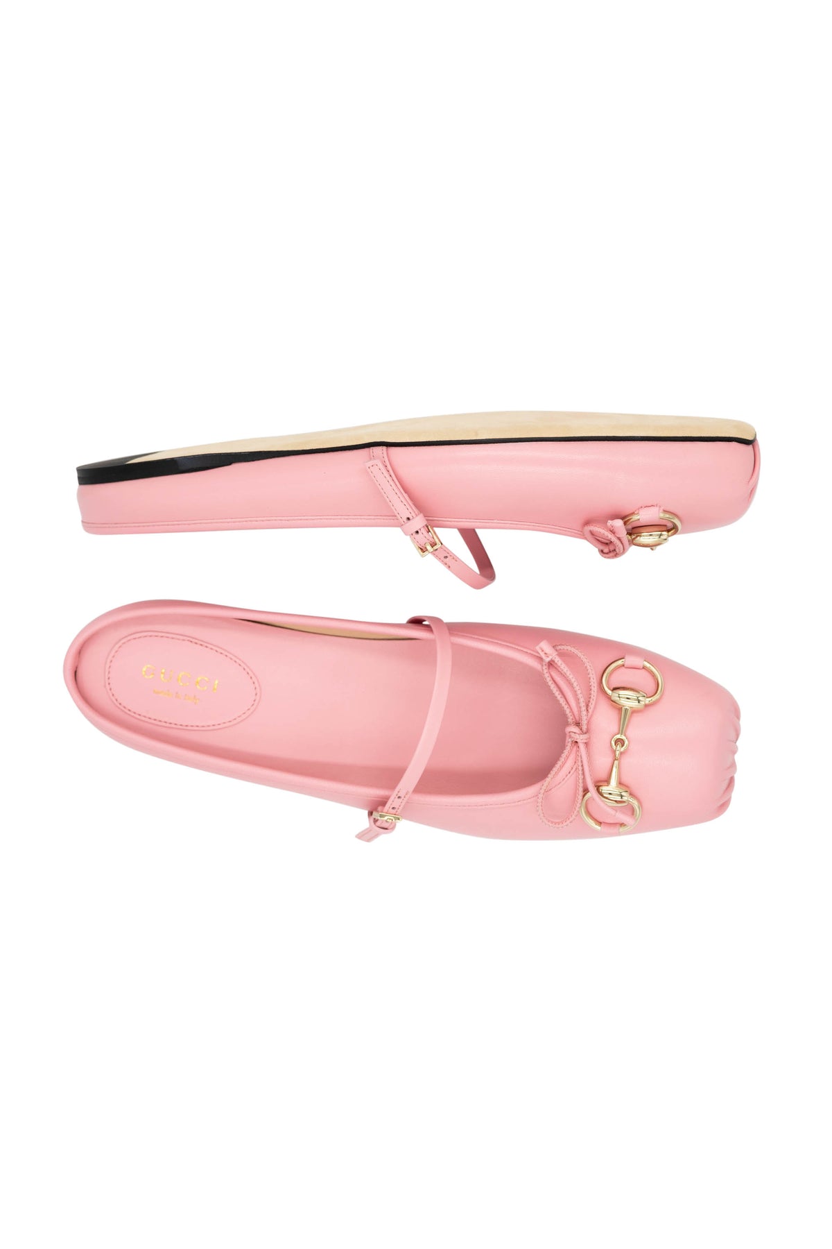 Gucci Pink Horsebit Ballet Slides Size 38.5