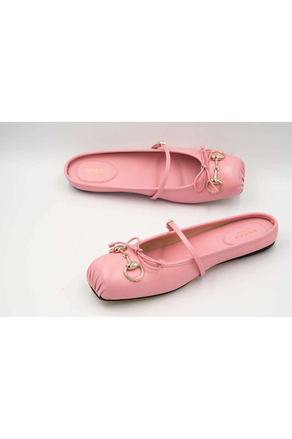 Gucci Pink Horsebit Ballet Slides Size 38.5