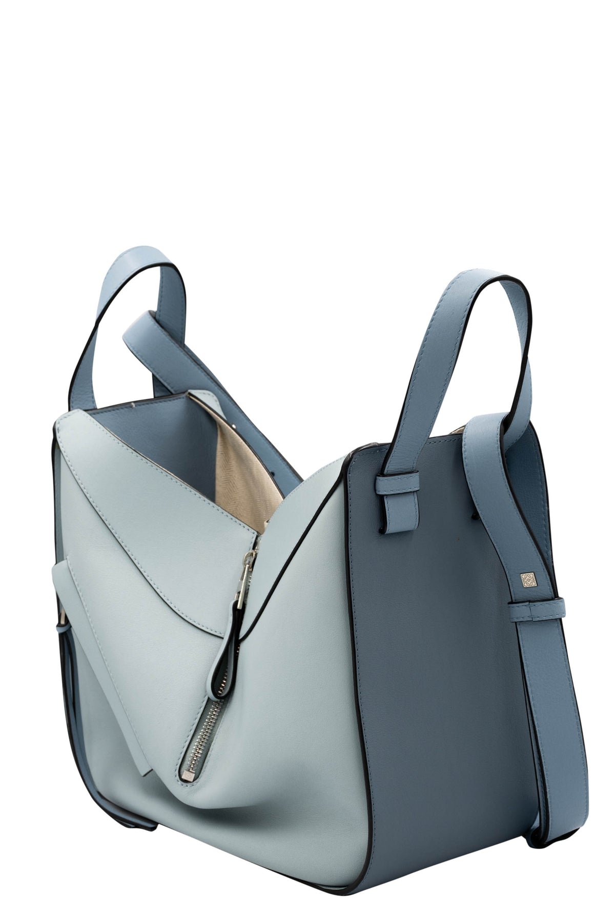 Loewe Light Blue Color Block Leather Hammock Purse 2017
