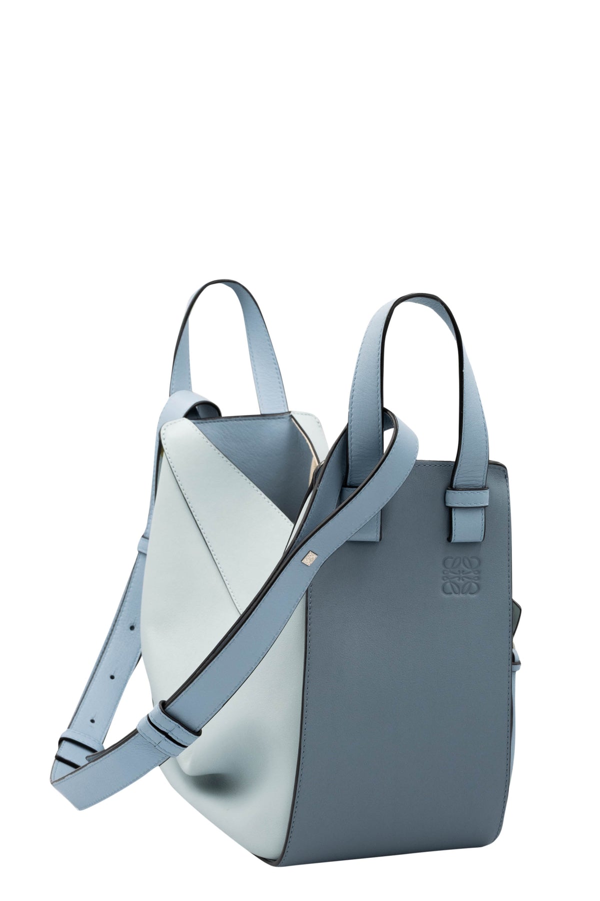 Loewe Light Blue Color Block Leather Hammock Purse 2017
