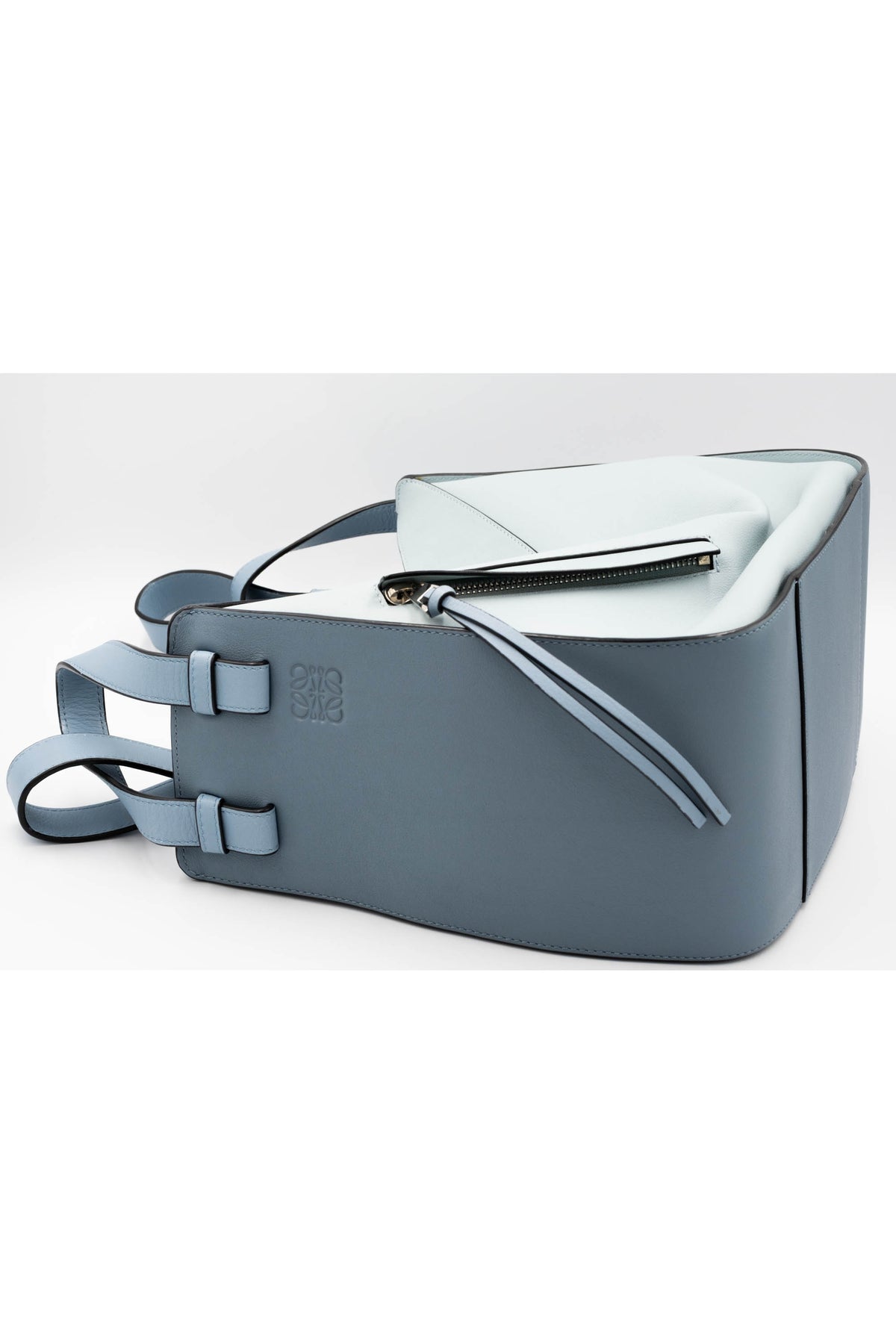 Loewe Light Blue Color Block Leather Hammock Purse 2017
