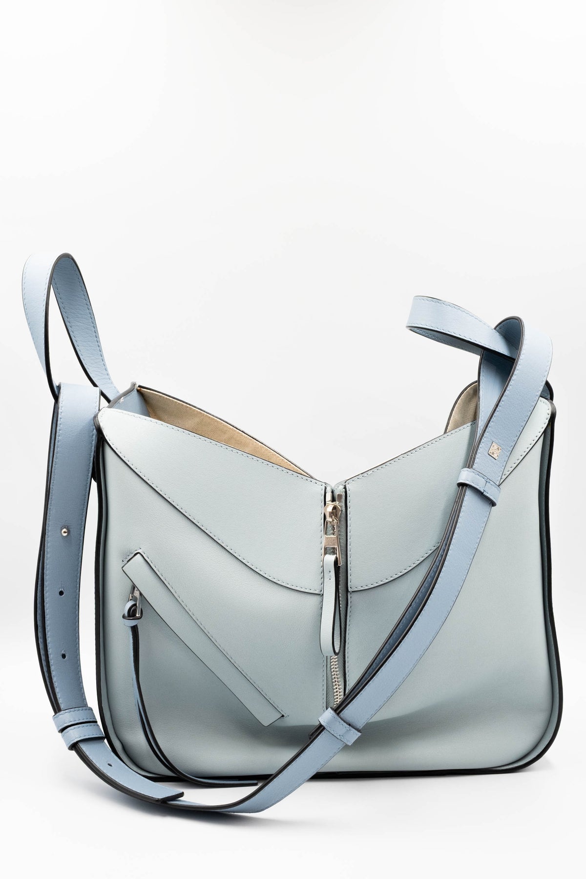 Loewe Light Blue Color Block Leather Hammock Purse 2017