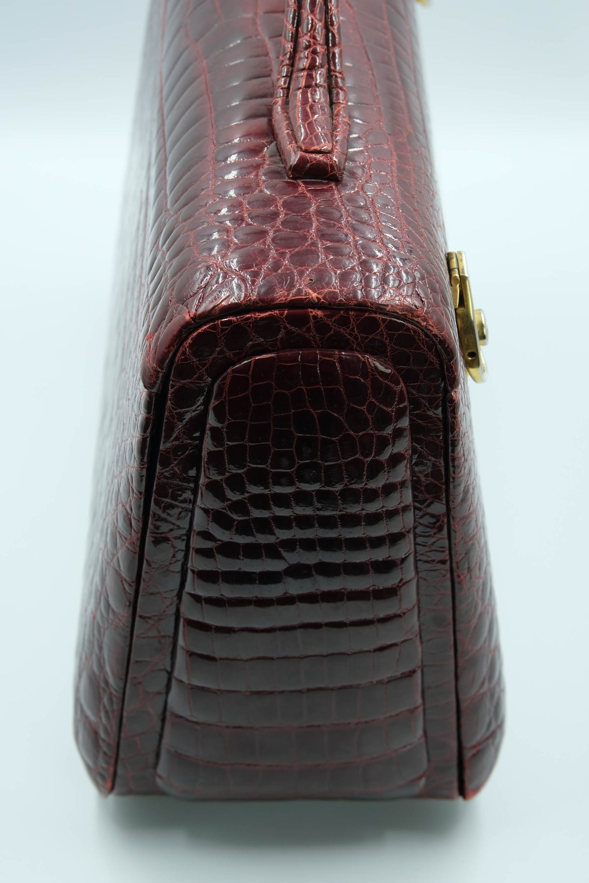 Battaglia Vintage Maroon Crocodile Jewelry Travel Case 1940&#39;s-60&#39;s