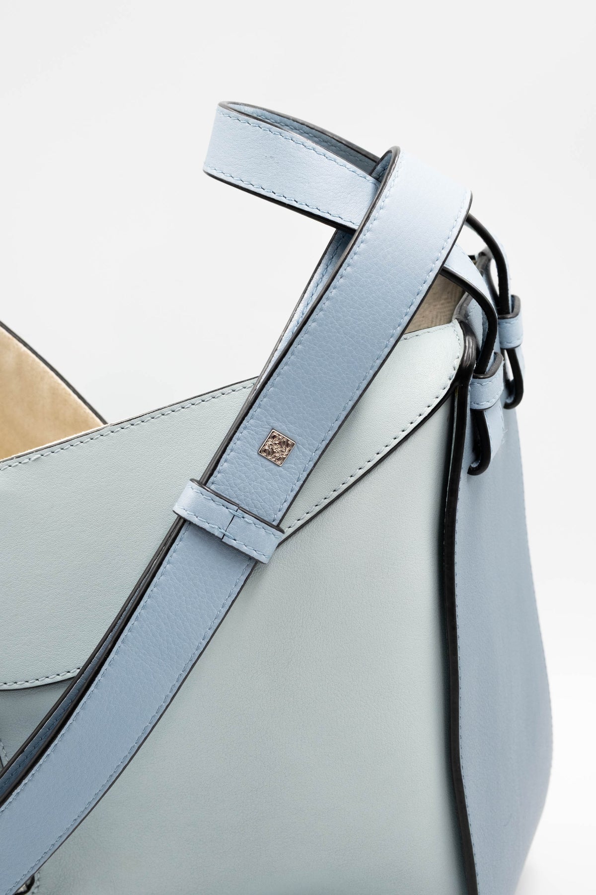 Loewe Light Blue Color Block Leather Hammock Purse 2017