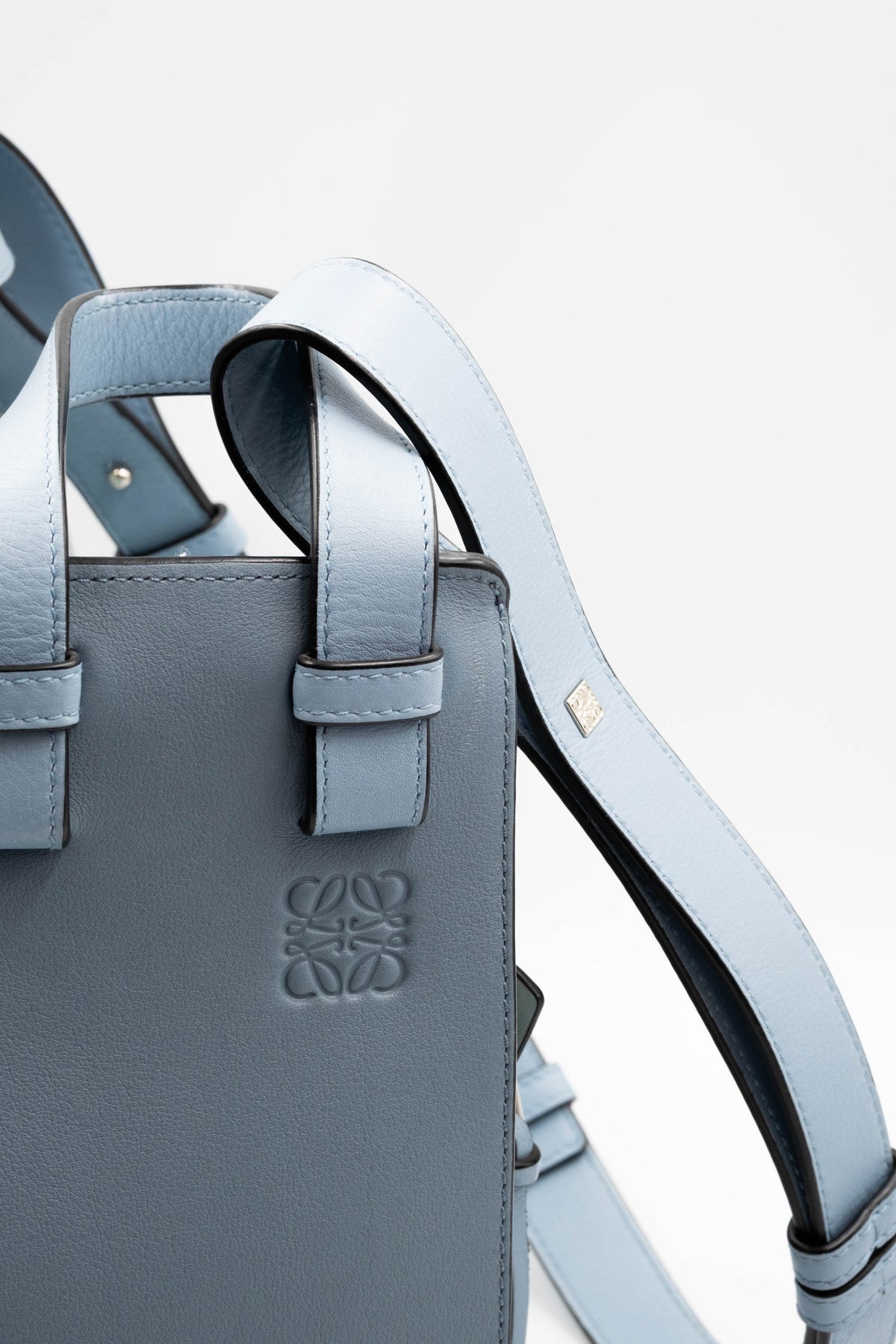 Loewe Light Blue Color Block Leather Hammock Purse 2017