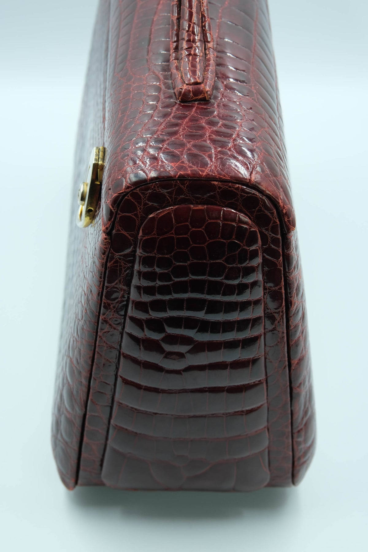 Battaglia Vintage Maroon Crocodile Jewelry Travel Case 1940&#39;s-60&#39;s