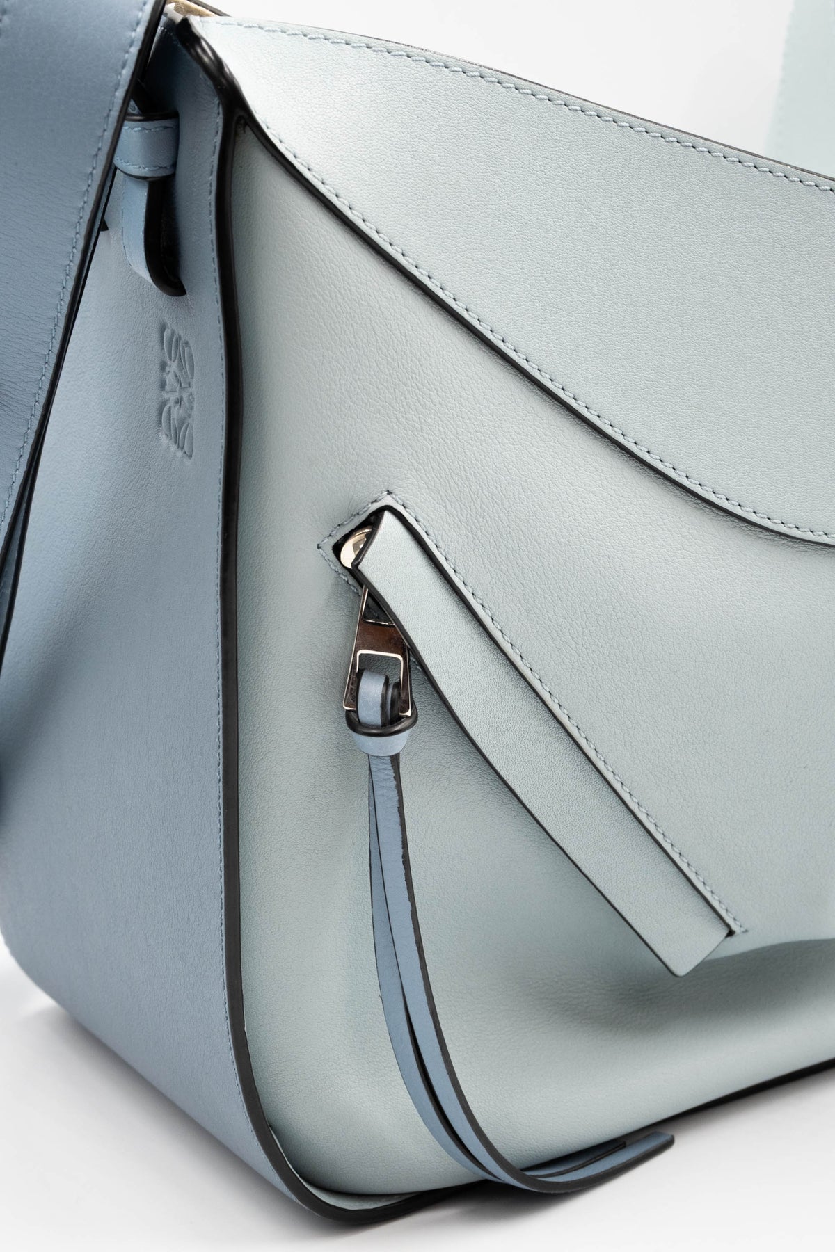 Loewe Light Blue Color Block Leather Hammock Purse 2017