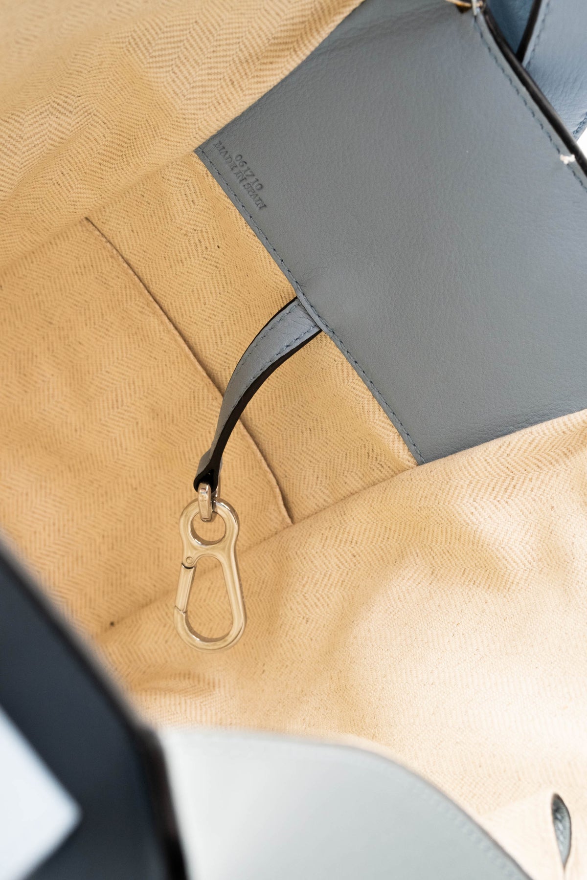 Loewe Light Blue Color Block Leather Hammock Purse 2017