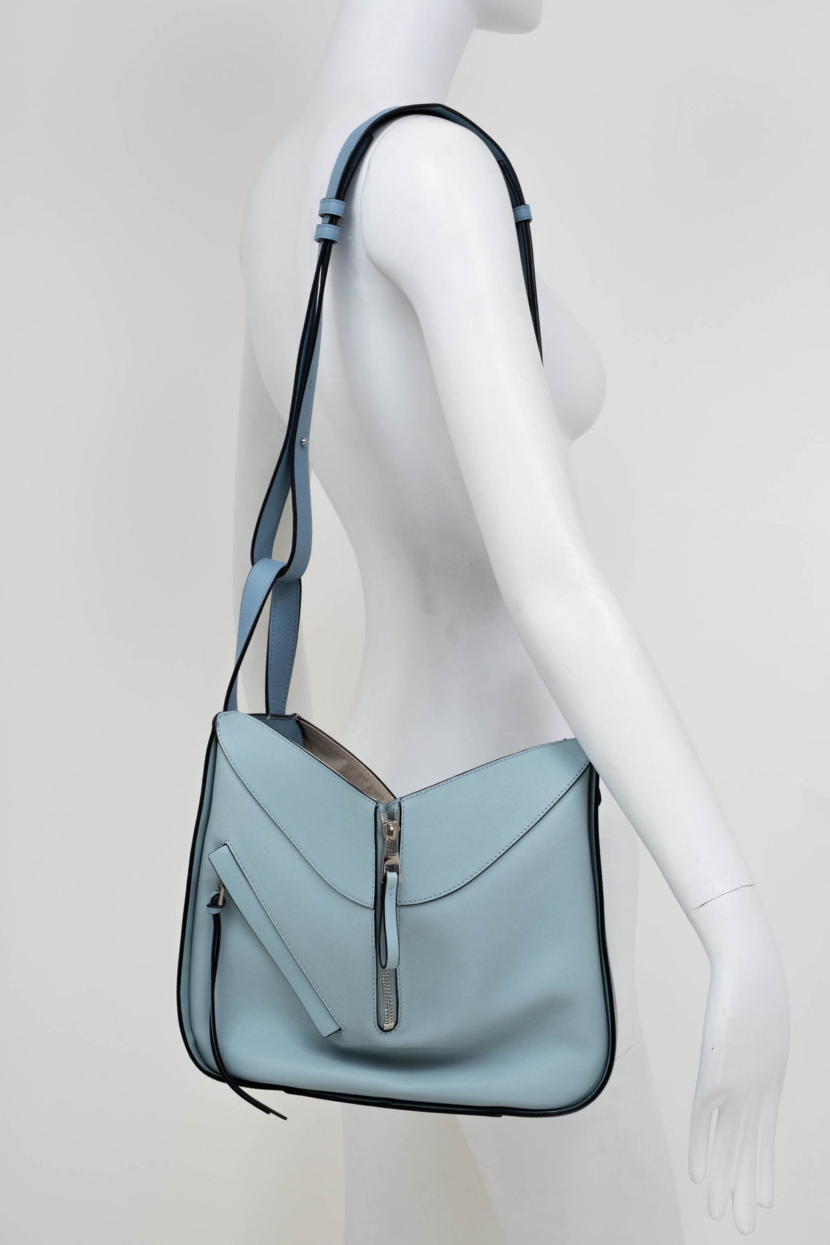 Loewe Light Blue Color Block Leather Hammock Purse 2017