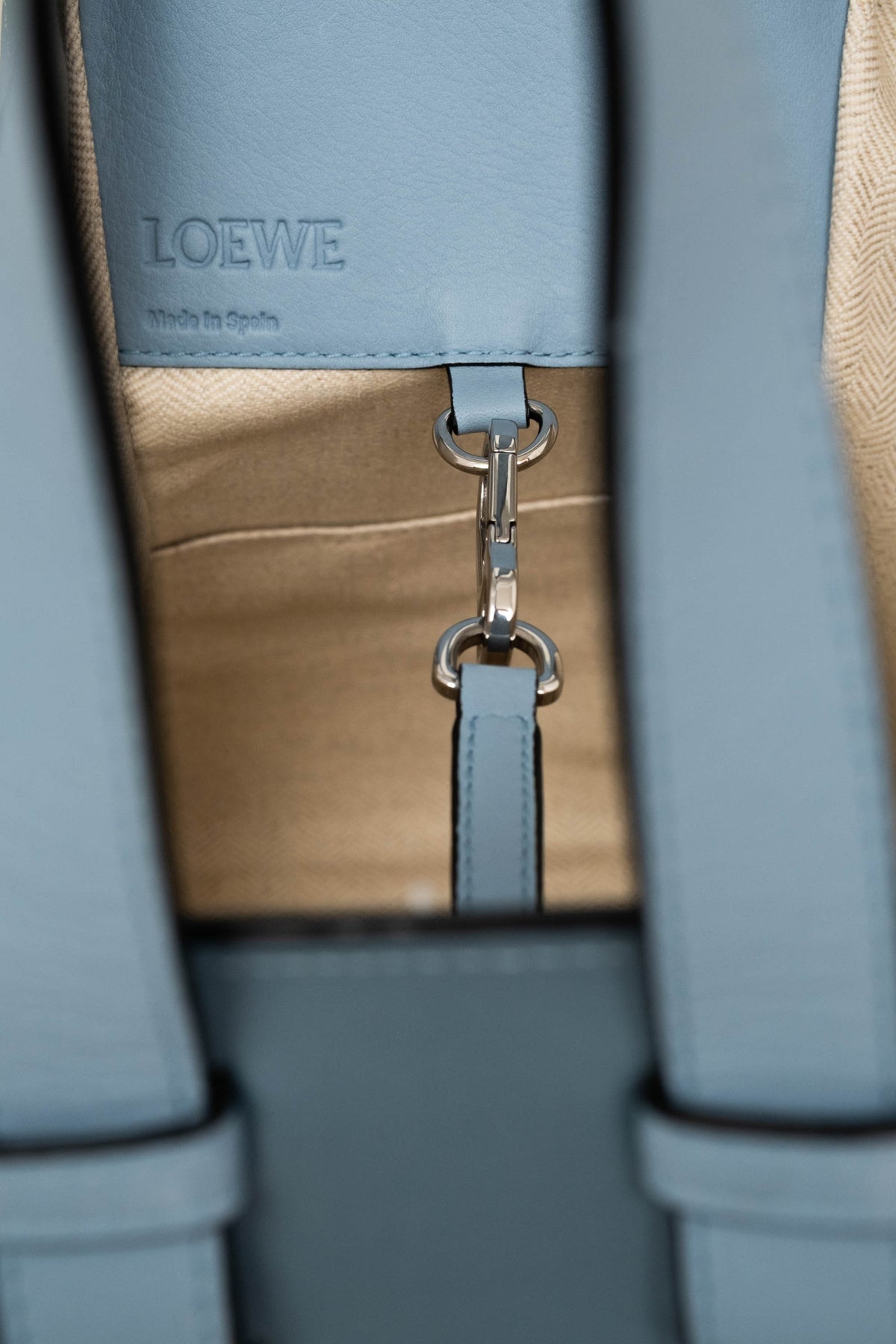 Loewe Light Blue Color Block Leather Hammock Purse 2017