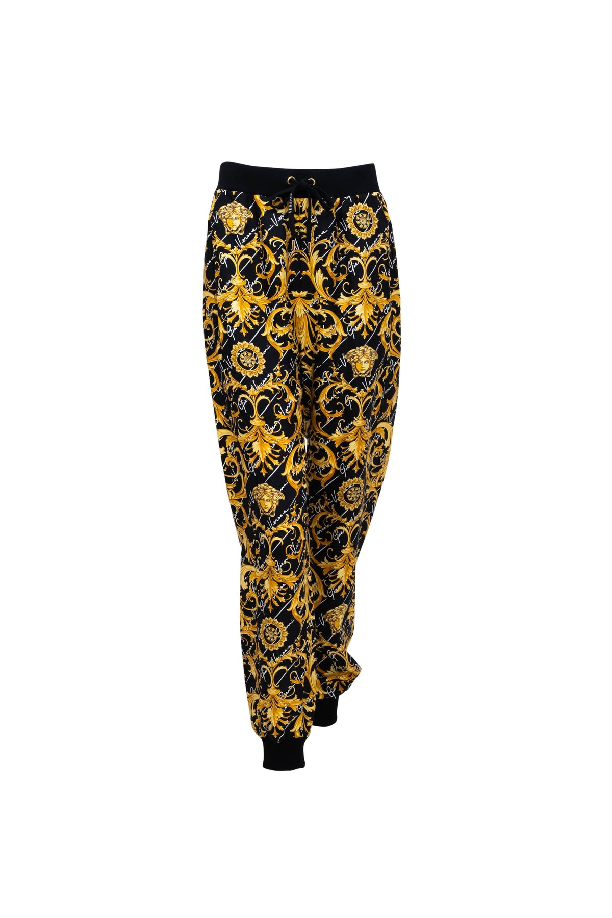 Versace Black Silk Archive Medusa Print Jogger Pants Size 38/2