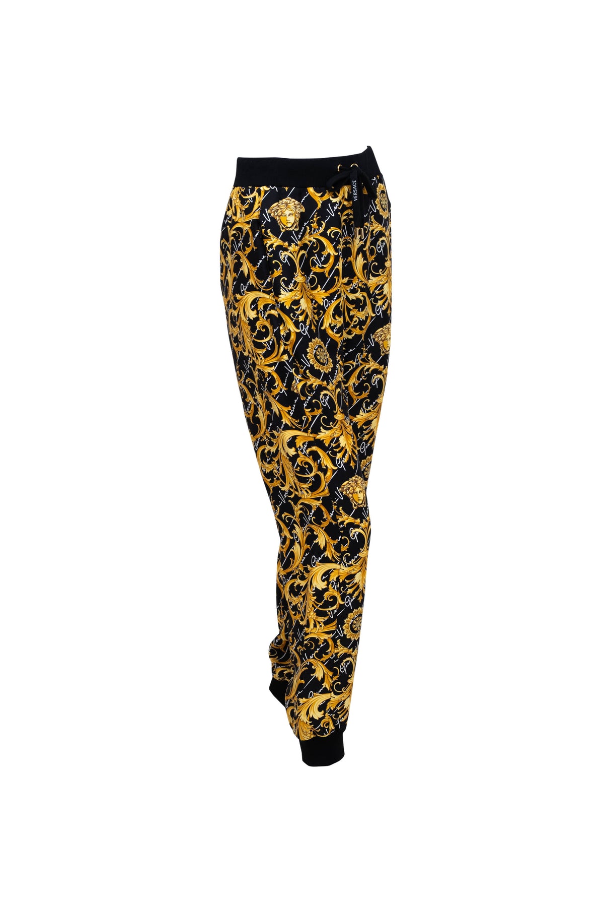 Versace Black Silk Archive Medusa Print Jogger Pants Size 38/2