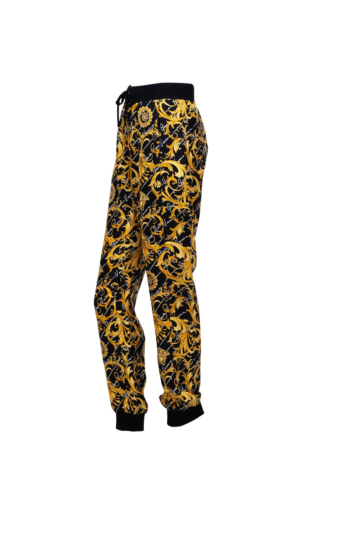 Versace Black Silk Archive Medusa Print Jogger Pants Size 38/2