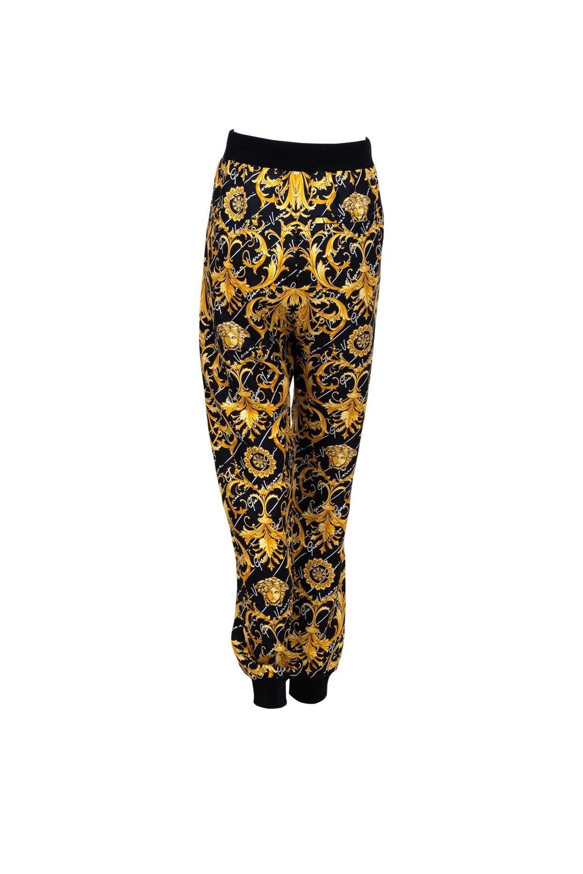 Versace Black Silk Archive Medusa Print Jogger Pants Size 38/2