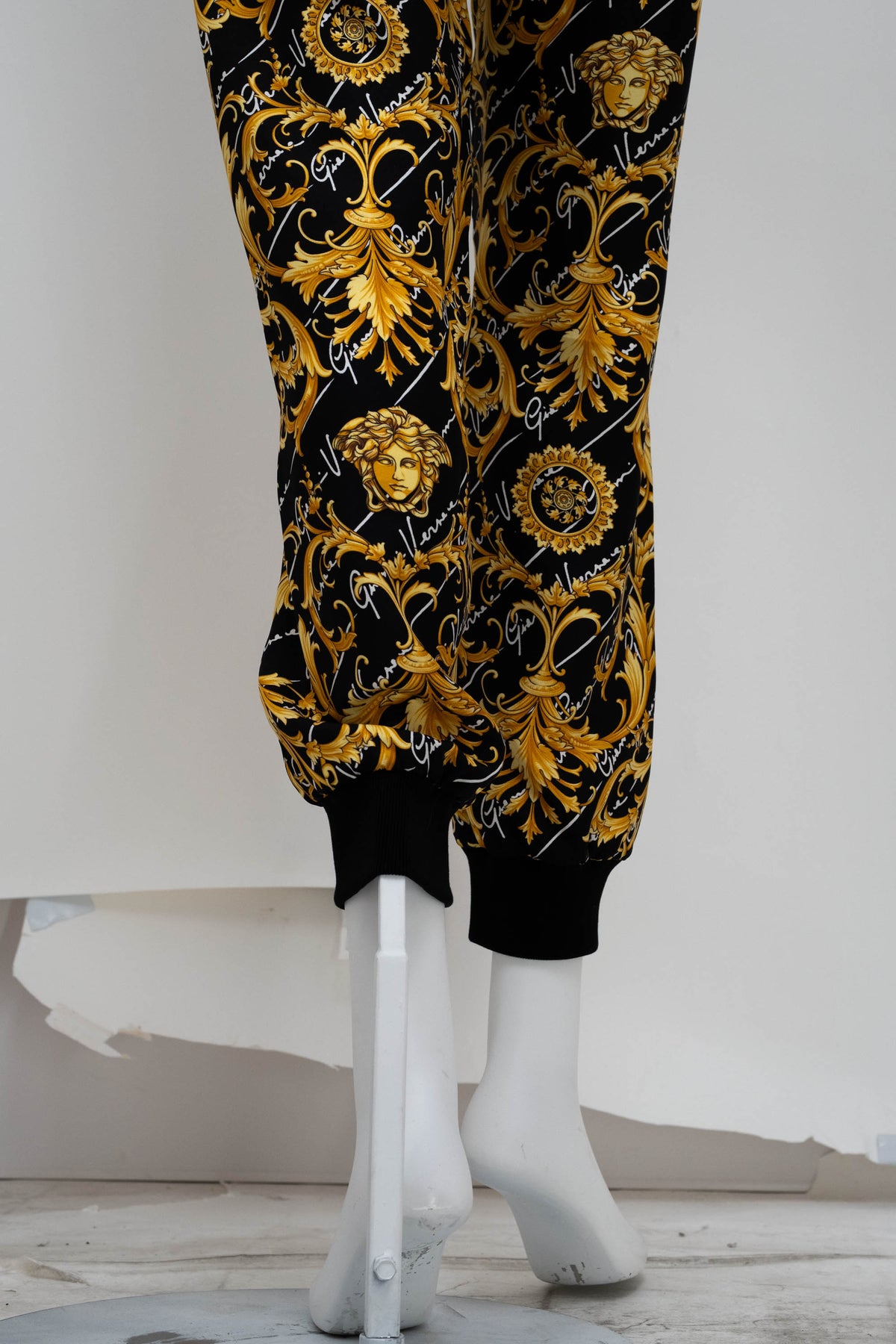 Versace Black Silk Archive Medusa Print Jogger Pants Size 38/2