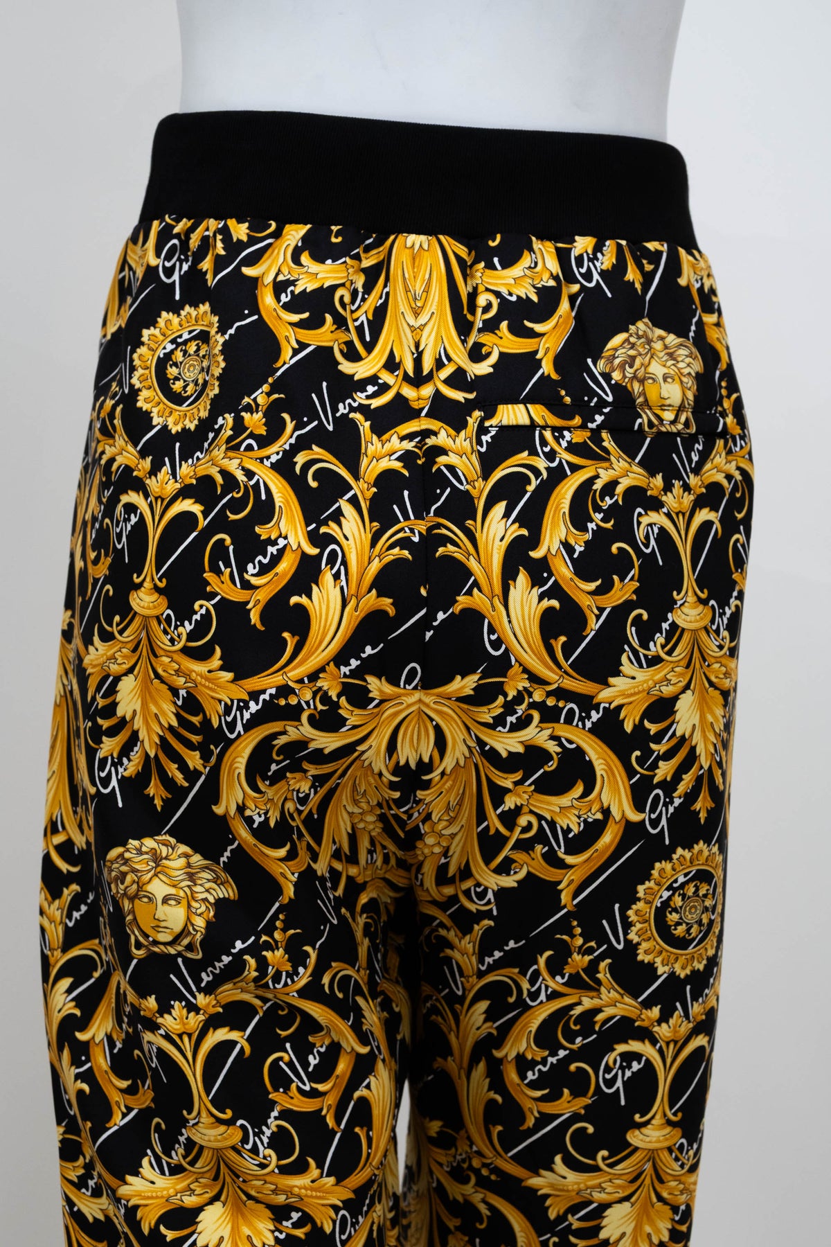 Versace Black Silk Archive Medusa Print Jogger Pants Size 38/2