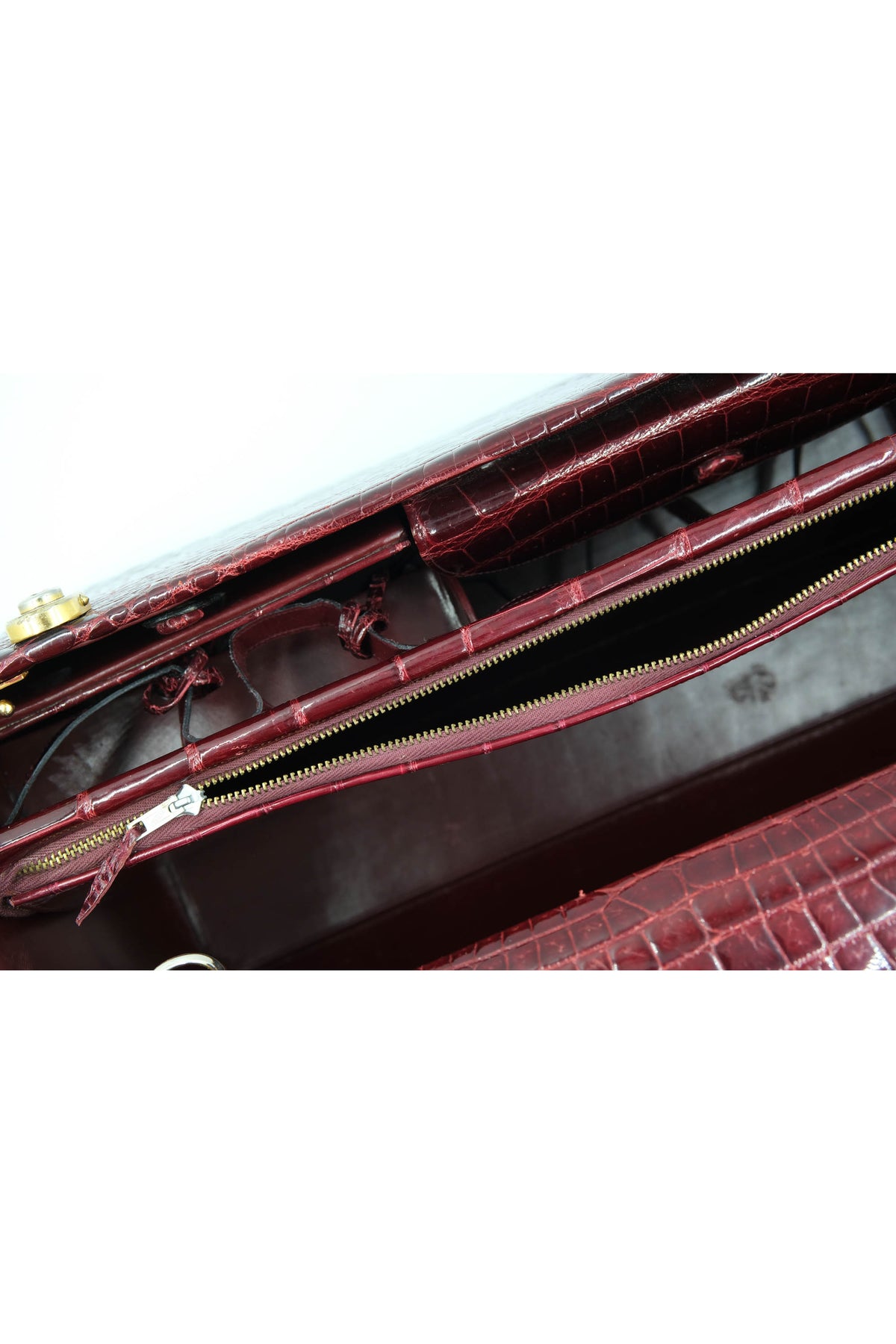 Battaglia Vintage Maroon Crocodile Jewelry Travel Case 1940&#39;s-60&#39;s