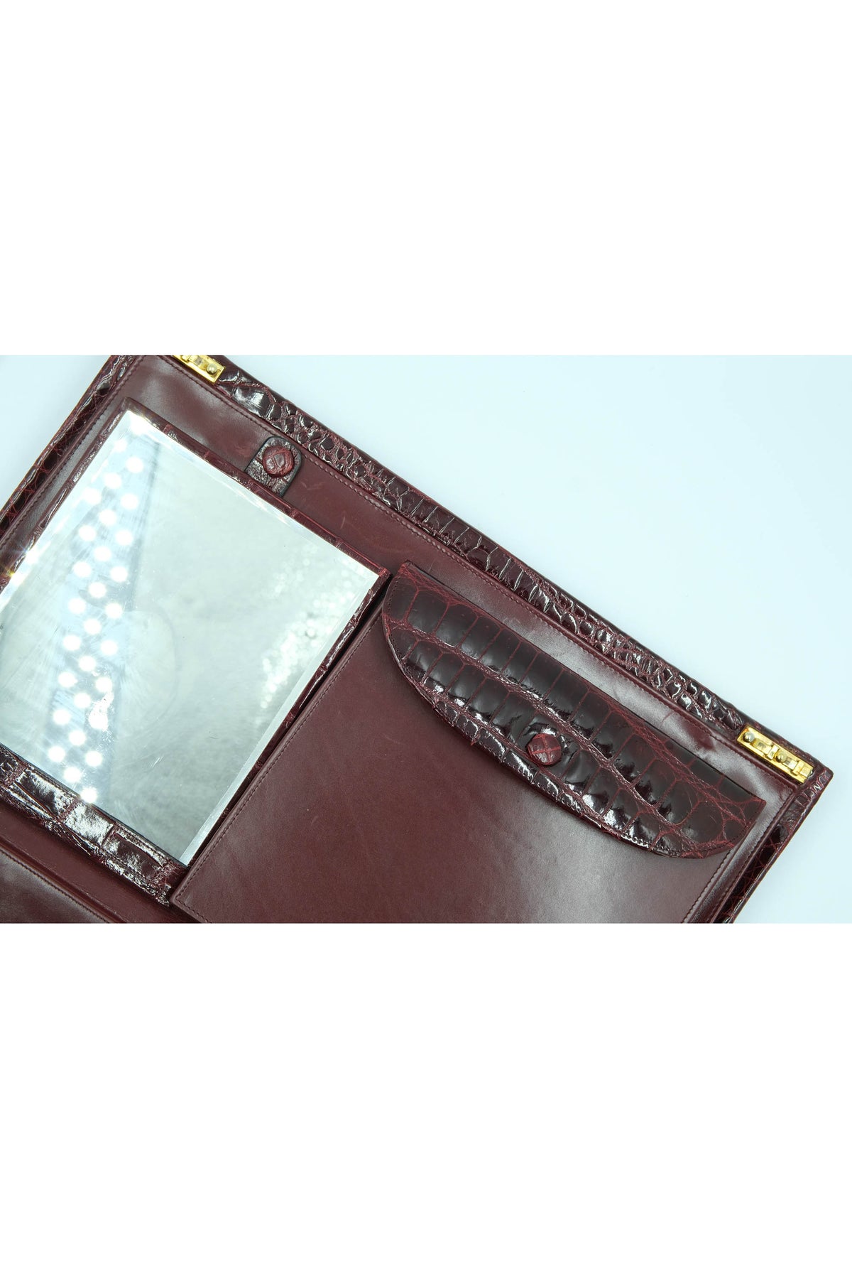 Battaglia Vintage Maroon Crocodile Jewelry Travel Case 1940&#39;s-60&#39;s