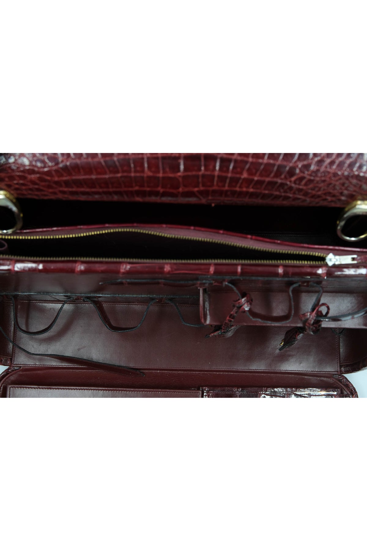 Battaglia Vintage Maroon Crocodile Jewelry Travel Case 1940&#39;s-60&#39;s