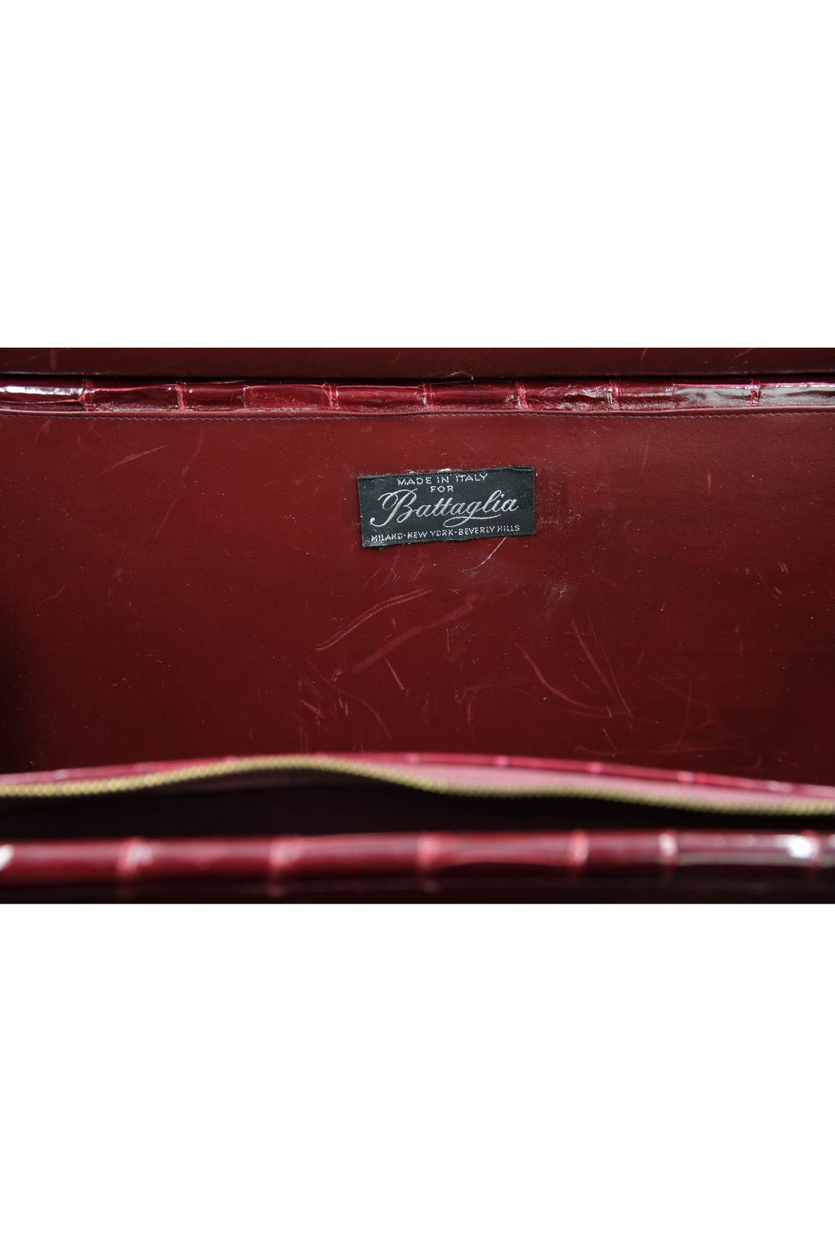 Battaglia Vintage Maroon Crocodile Jewelry Travel Case 1940&#39;s-60&#39;s