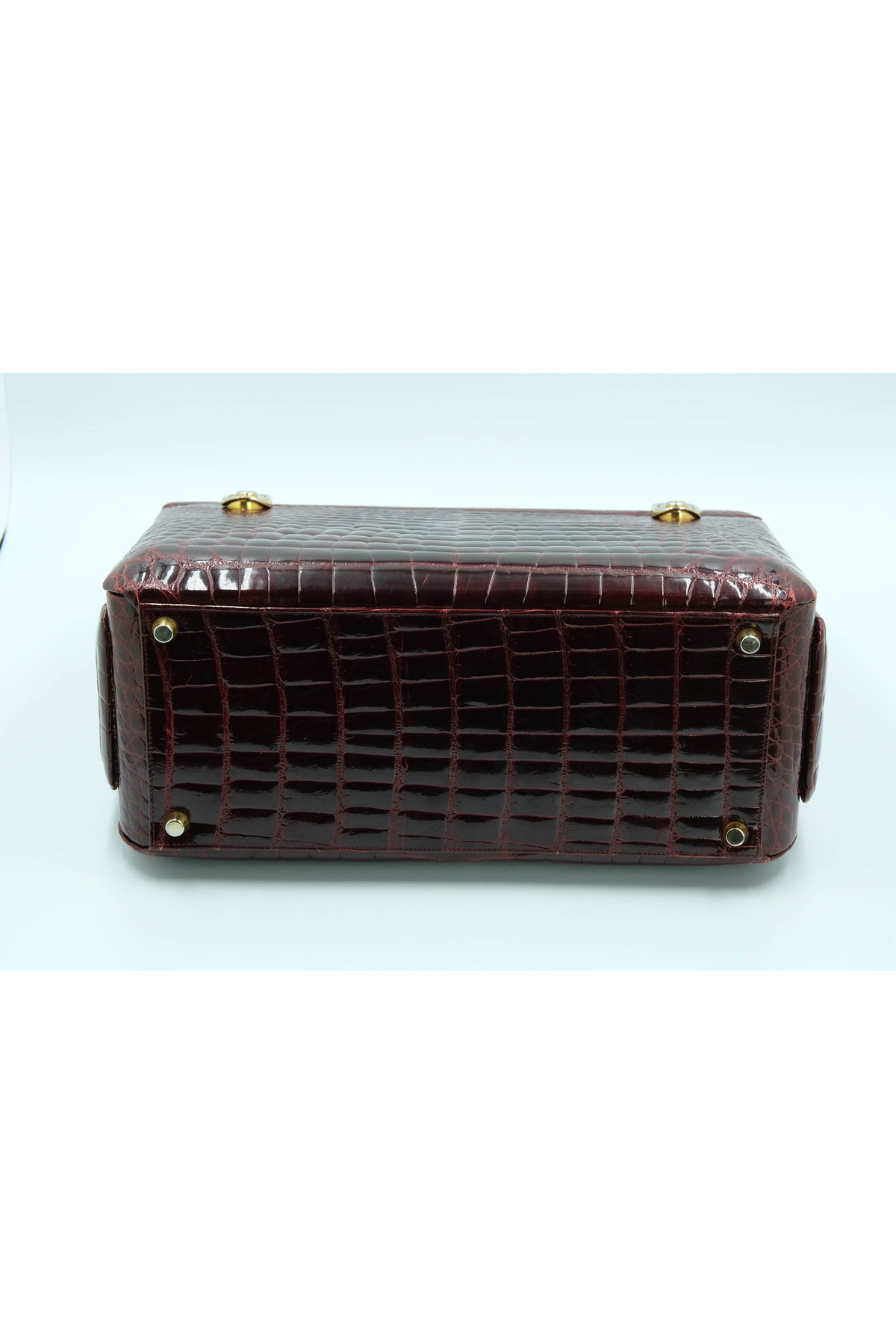 Battaglia Vintage Maroon Crocodile Jewelry Travel Case 1940&#39;s-60&#39;s