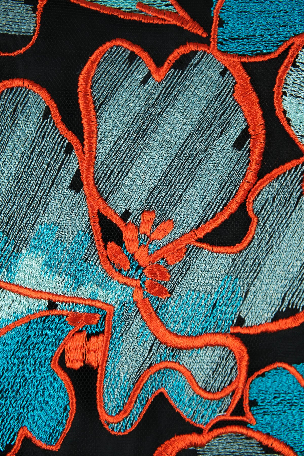 Fendi Turquoise Black and Orange Ember Short Sleeve Midi Dress Size 42