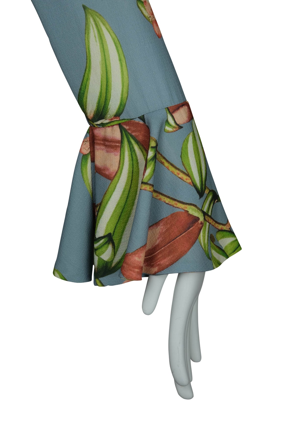 PatBo Grey and Leaf Print Crepe Wrap Top With Shorts Two Piece Set Size 6