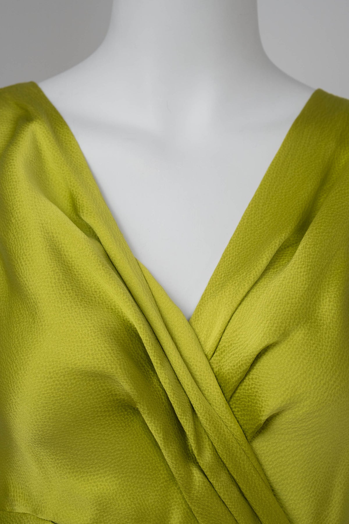 Christian Dior Galliano Chartreuse Hammered Silk Draped Gown f/w 2007 Size 6